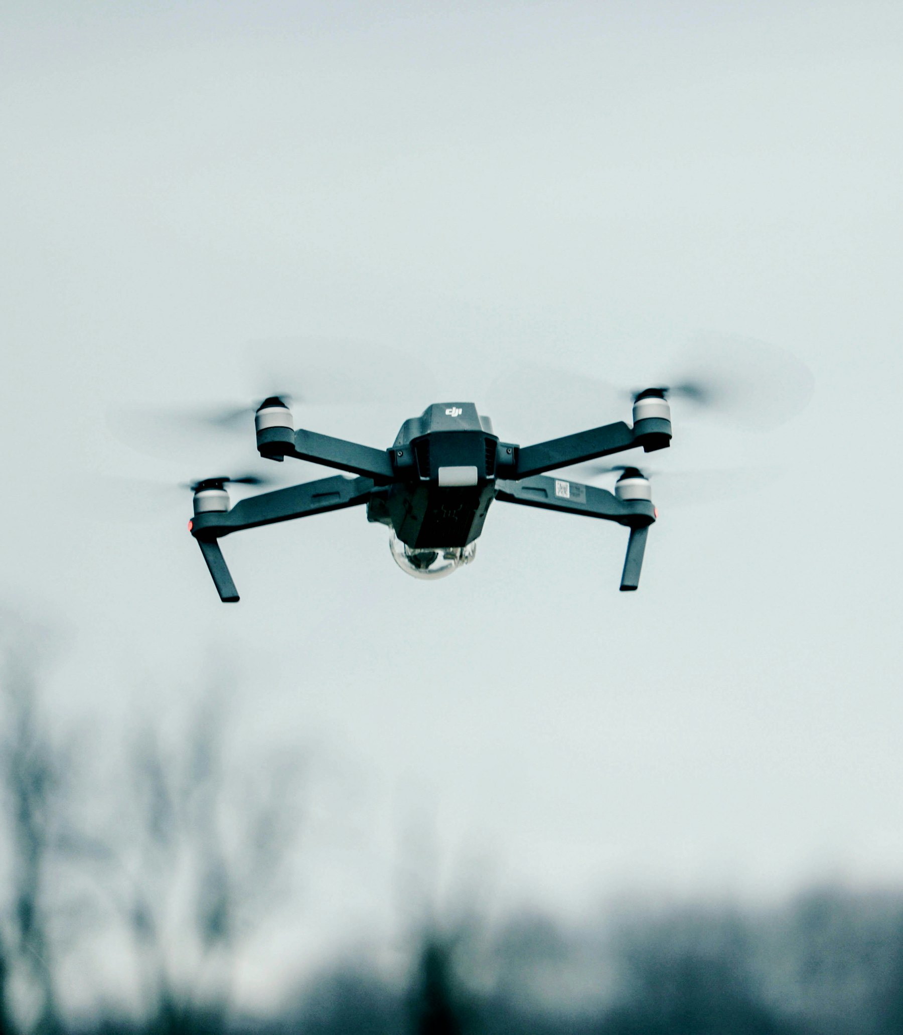 A quadcopter drone in flight